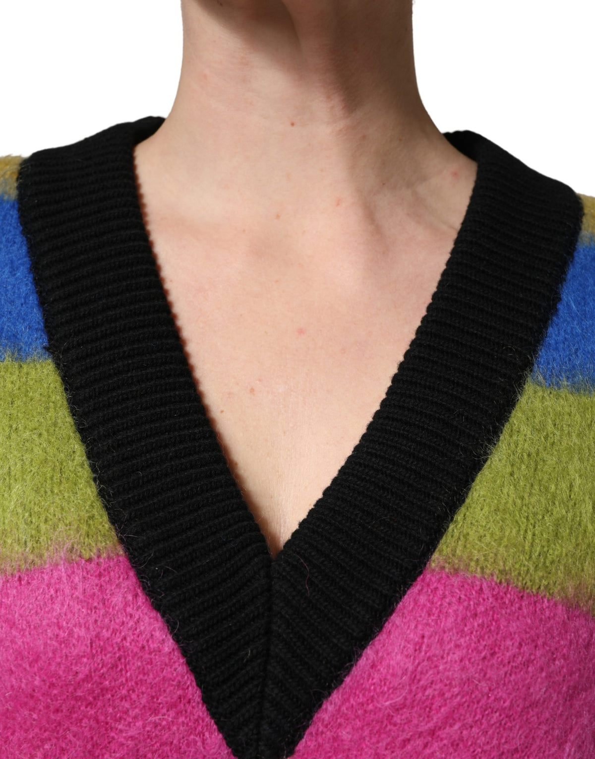 Dolce & Gabbana Multicolor Stripes V-neck Pullover Sweater