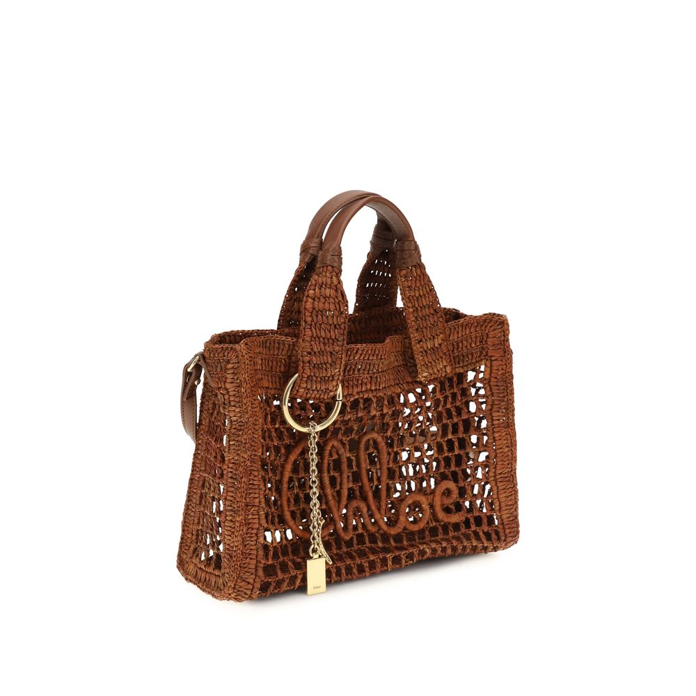 Bolso de hombro Chloé de rafia marrón