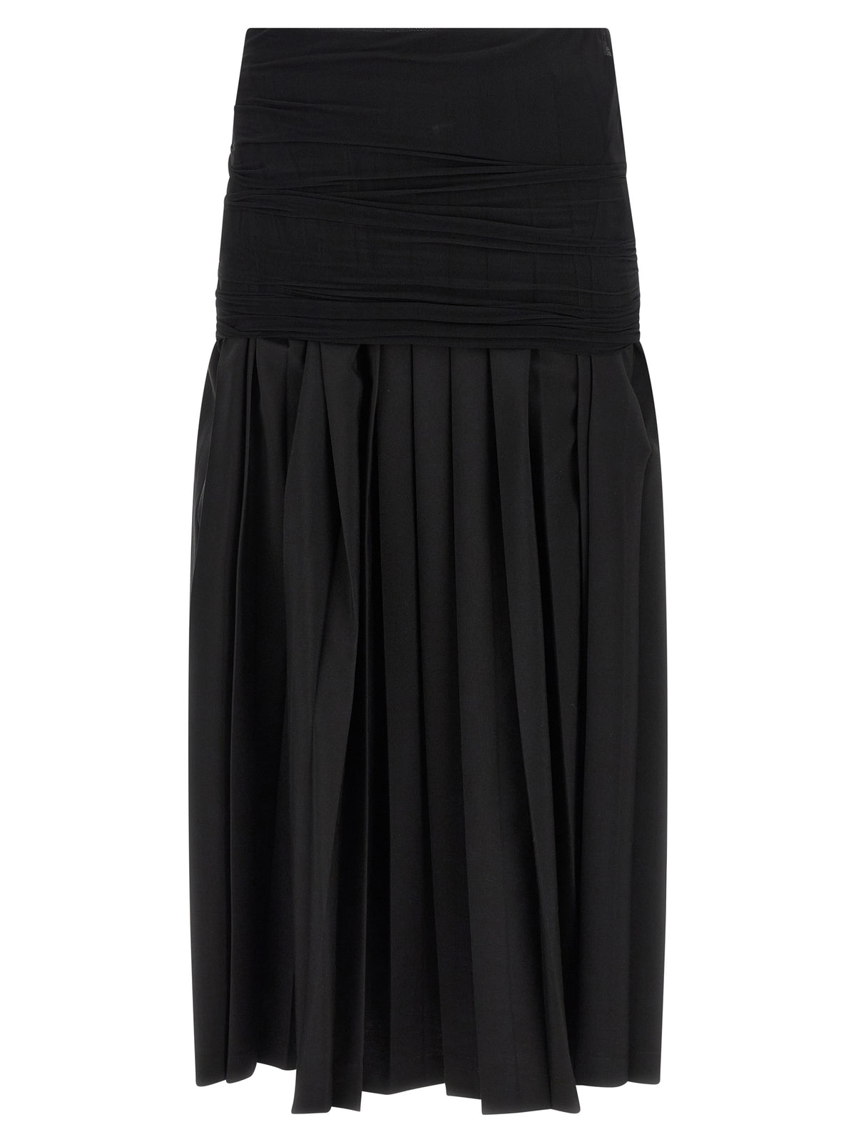 MM6 Maison Margiela Black Polyester Midi Skirt