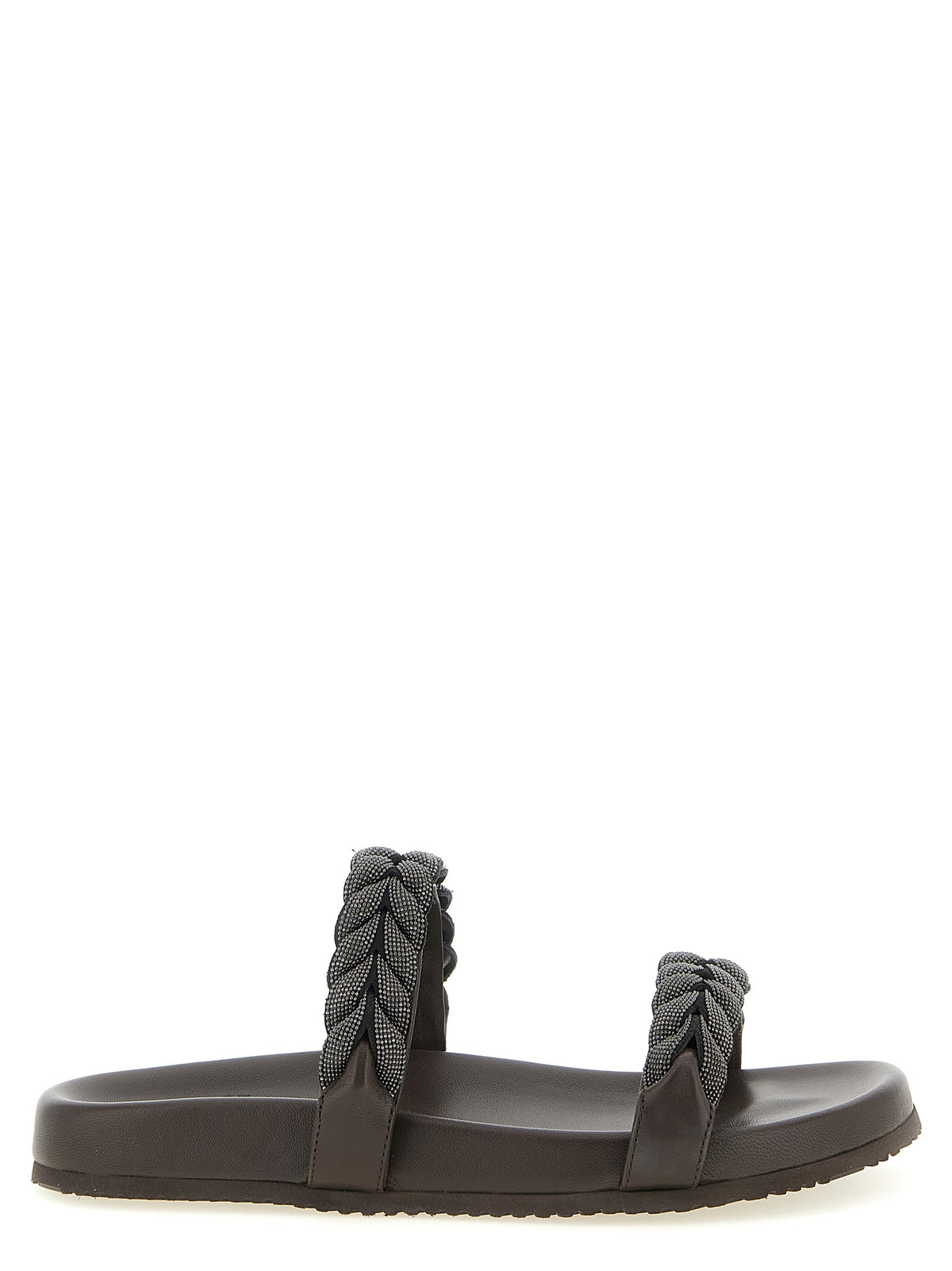 Brunello Cucinelli Brown Leather Slides