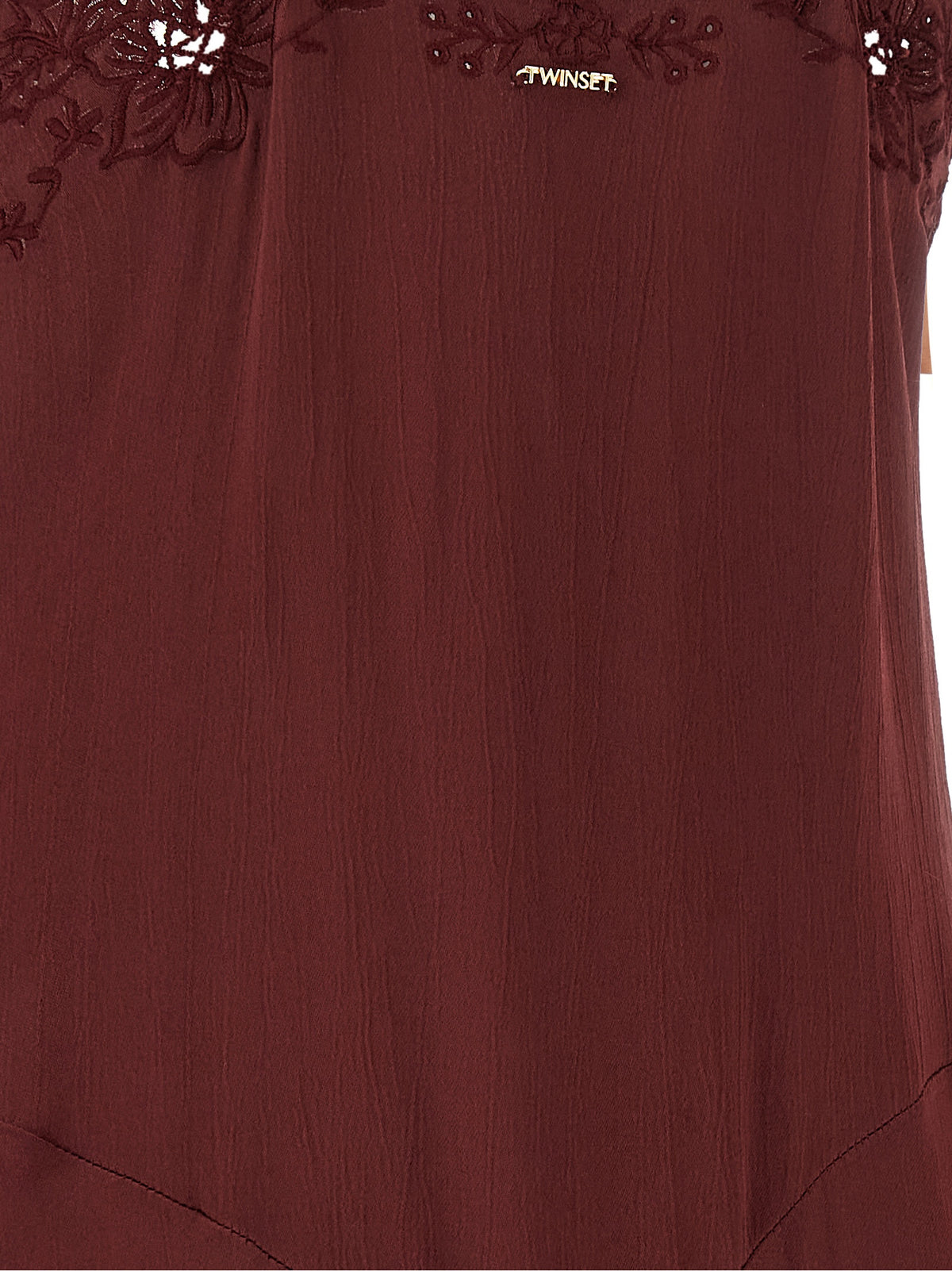 Twinset Bordeaux Viscose Long Dress