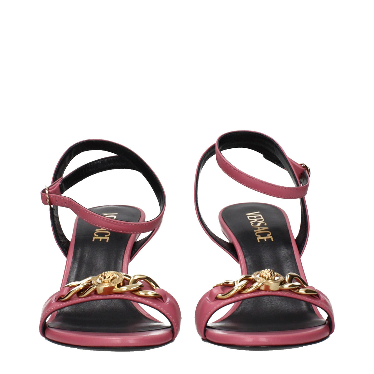 Versace Pink Leather Stiletto Heel Sandals