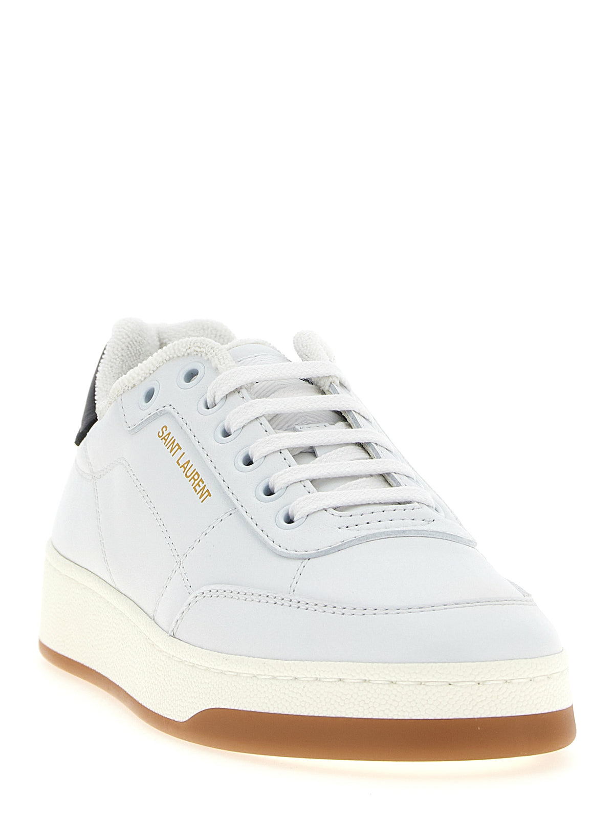 Saint Laurent Bicolor Calfskin Low Top Sneakers