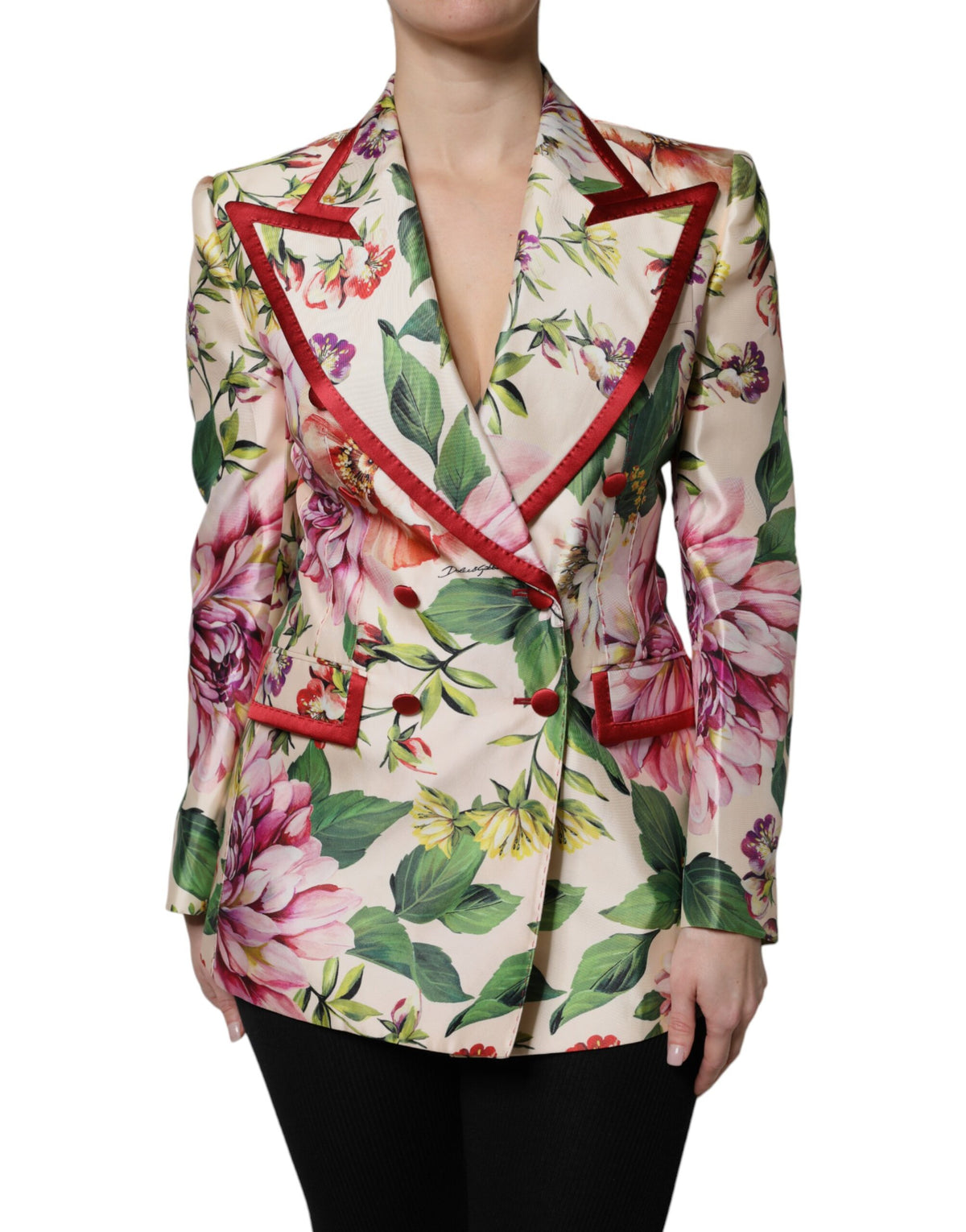 Dolce & Gabbana Multicolor Floral Double Breasted Jacket