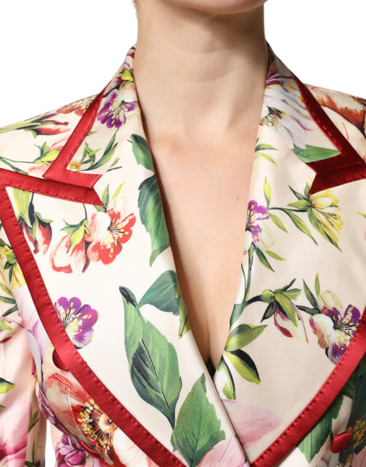 Dolce & Gabbana Multicolor Floral Double Breasted Jacket