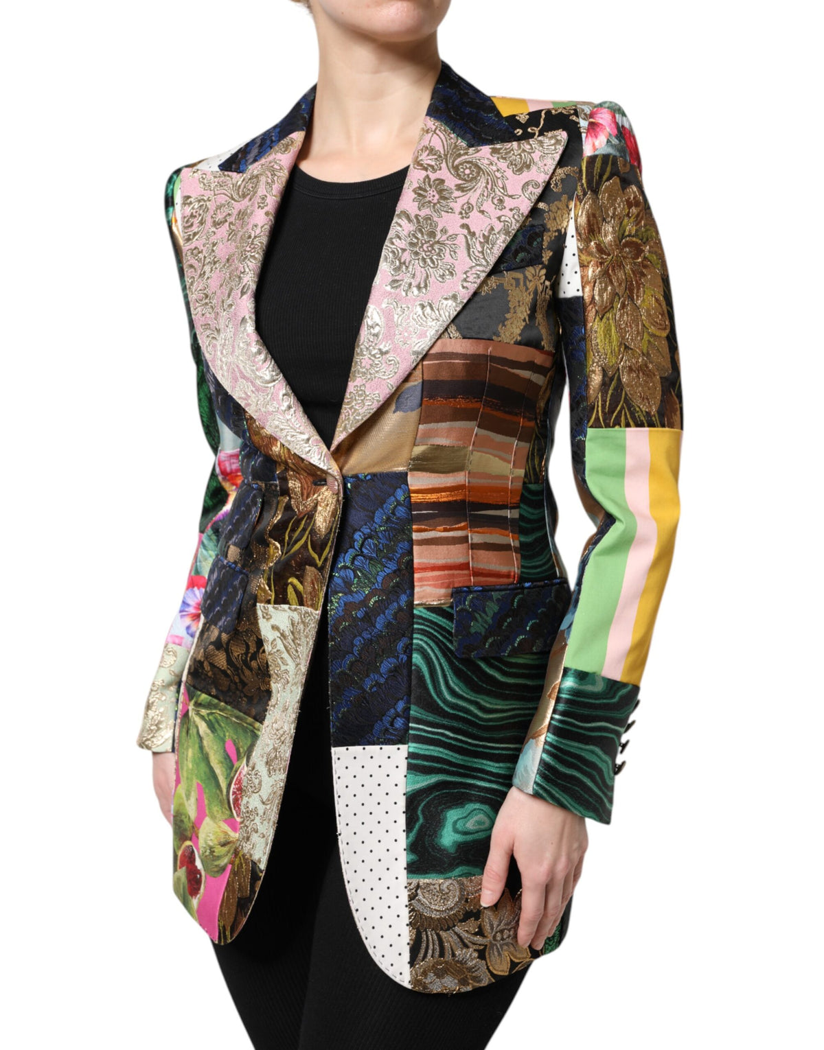 Dolce & Gabbana Multicolor Floral Patchwork Jacquard Jacket