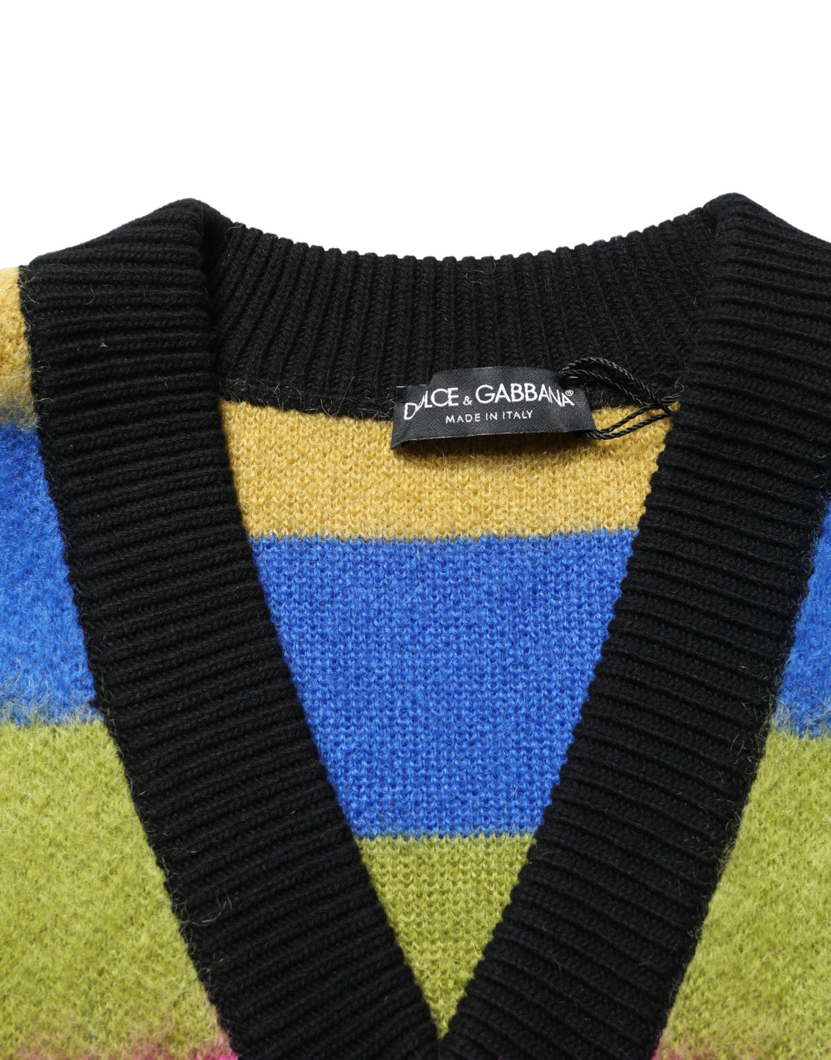 Dolce & Gabbana Multicolor Stripes V-neck Pullover Sweater
