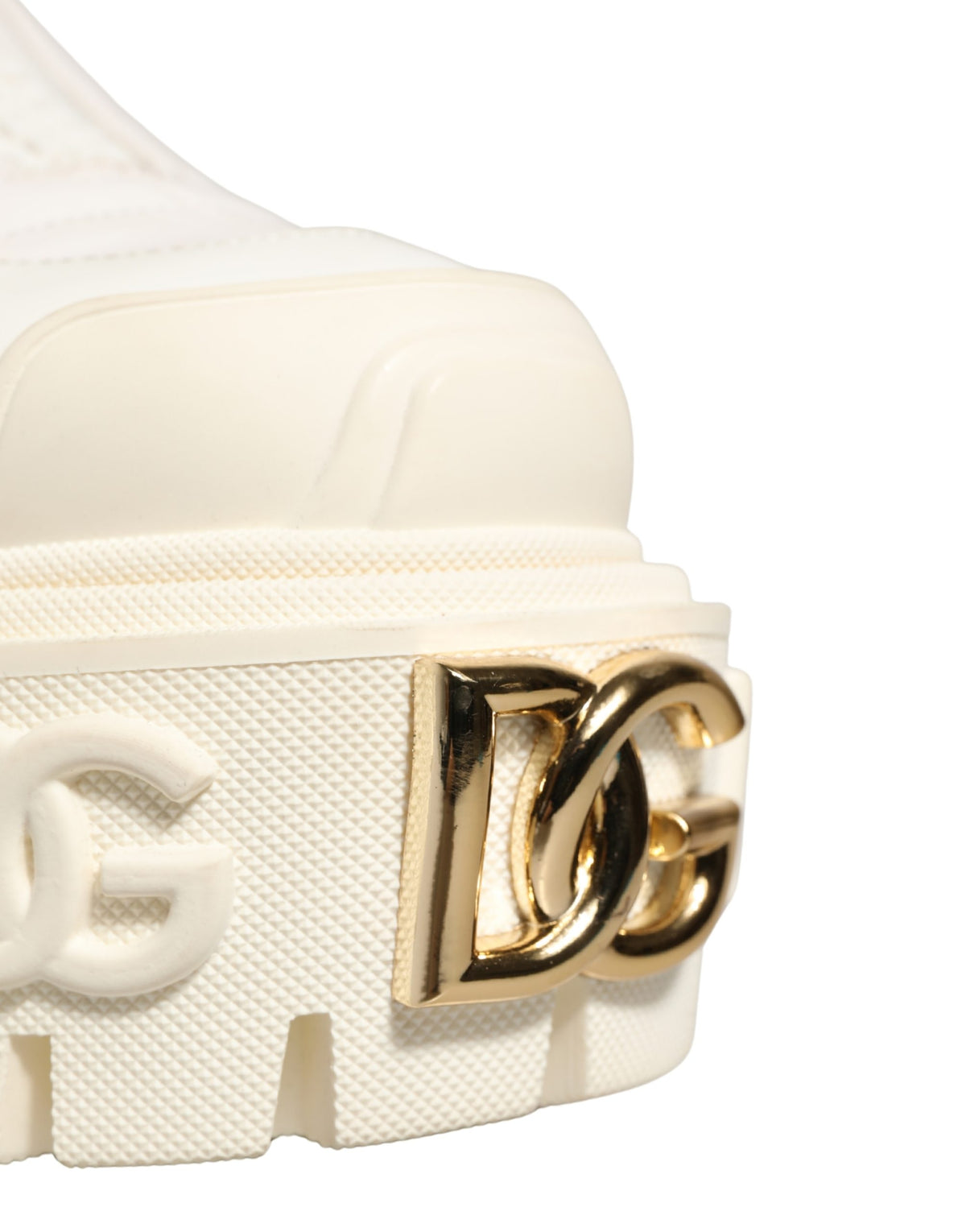 Dolce & Gabbana White Leather Rubber Logo Ankle Boots Shoes