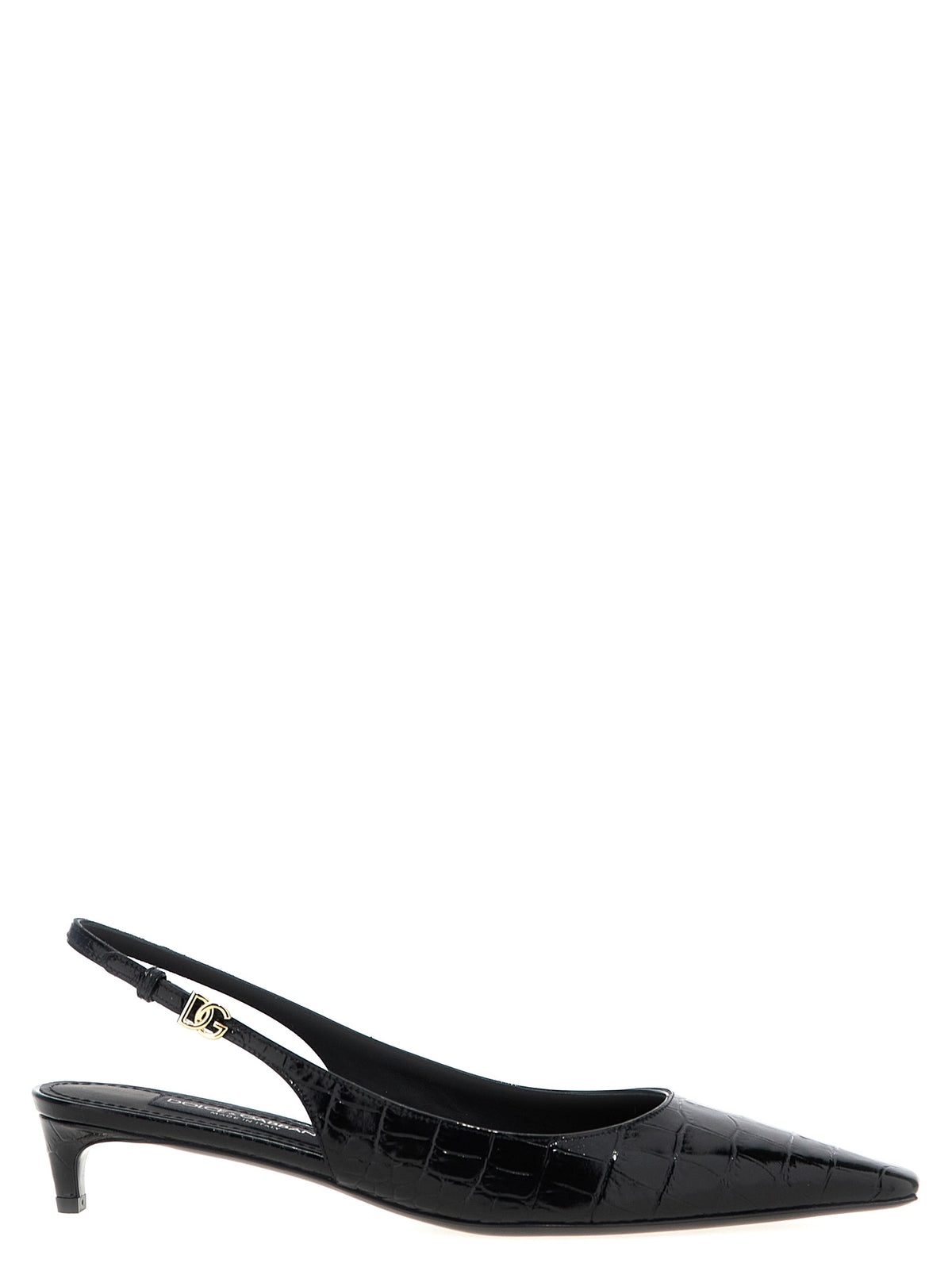 Dolce & Gabbana Black Calfskin Mid Heel Pumps