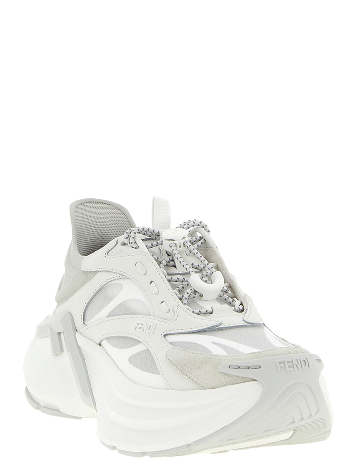 Fendi Gray Calfskin Athletic Sneakers