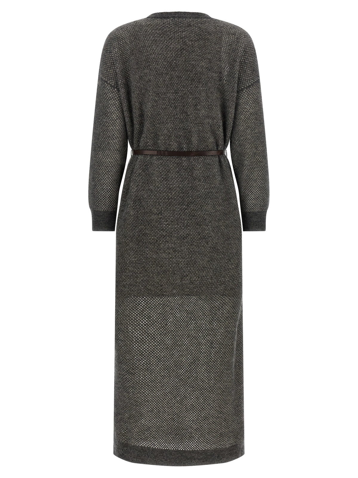 Brunello Cucinelli Gray Wool Midi Dress