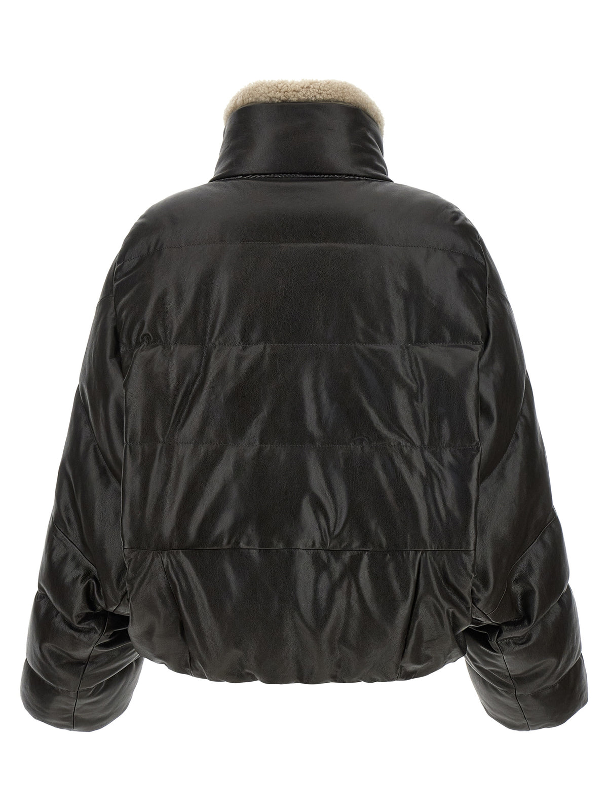 Brunello Cucinelli Brown Lamb Leather Leather Jacket