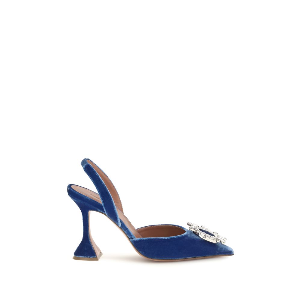 Amina Muaddi Blue Viscose High Heel Pumps