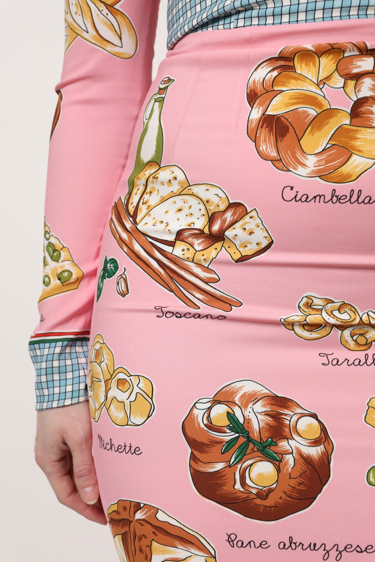 Dolce & Gabbana Pink Pastry Print Bodycon Sheath Midi Dress