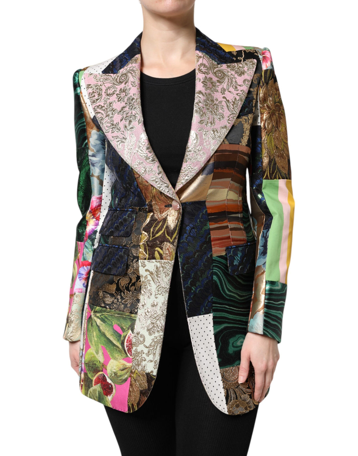 Dolce & Gabbana Multicolor Floral Patchwork Jacquard Jacket